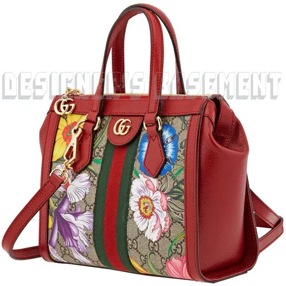 GUCCI Leather Ophidia GG Marmont Supreme Flora Convertible Bag - Picture 8 of 8